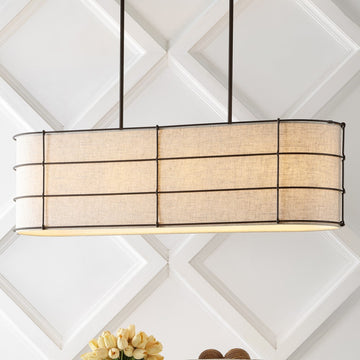 Chadwick 42" Rustic Farmhouse Iron Linear LED Pendant - JONATHAN Y